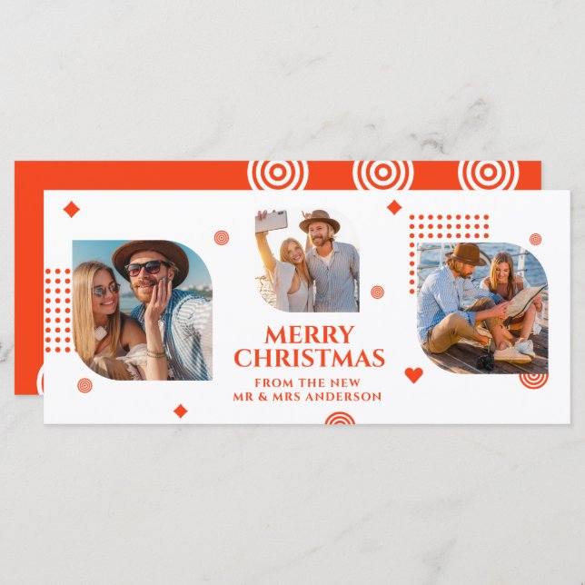 Merry Christmas Mr & Mrs 3 Photo Collage Modern (Front/Back)