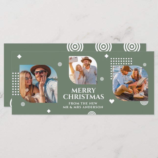 Merry Christmas Mr & Mrs 3 Photo Collage Modern (Front/Back)