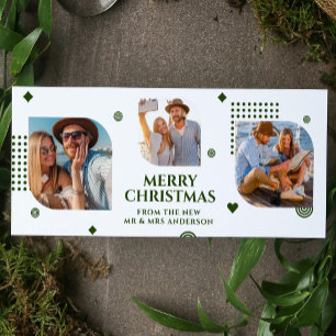 Merry Christmas Mr & Mrs 3 Photo Collage Modern Holiday Card