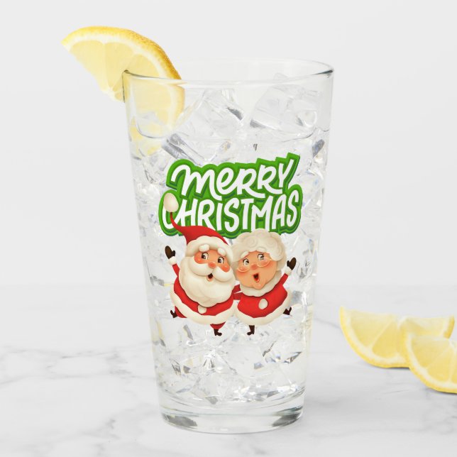 Merry Christmas Mr Mrs Clause  Glass (Front Ice)