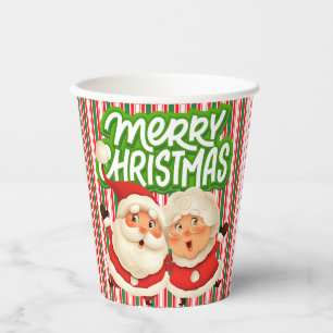 Merry Christmas Mr Mrs Clause Paper Cups