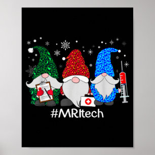 Merry Christmas Mri Tech Gnomes Cute Xmas Leopard  Poster