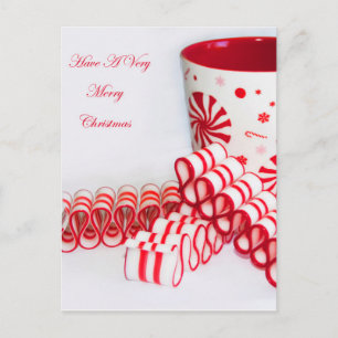 Merry Christmas Mug and Ribbon Candy Holiday Postcard