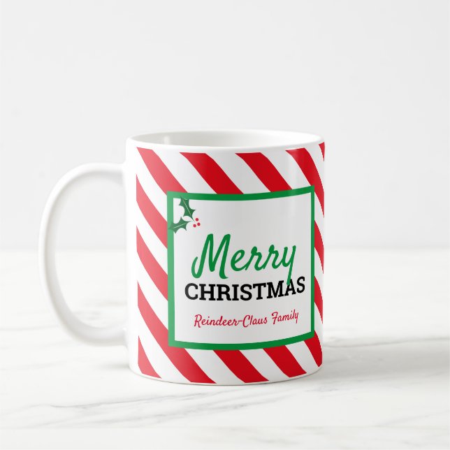 Merry Christmas Mug Candy Cane & Your Name (Left)