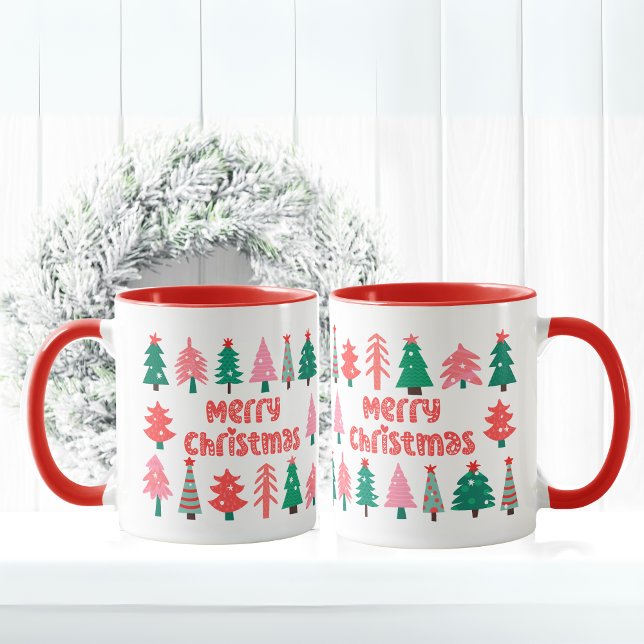 Merry Christmas Mug with cute Christmas Trees (Merry Christmas Mug with cute Christmas Trees)