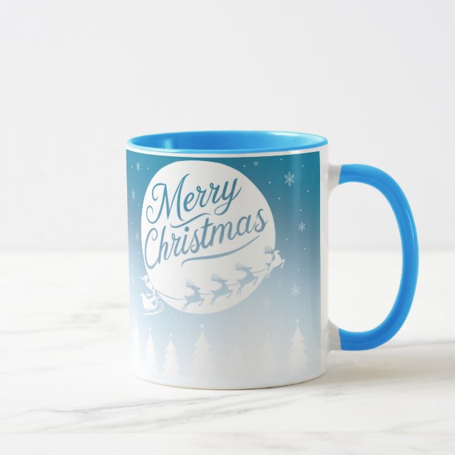 Merry Christmas Mug with Reindeer and Snow (Right)