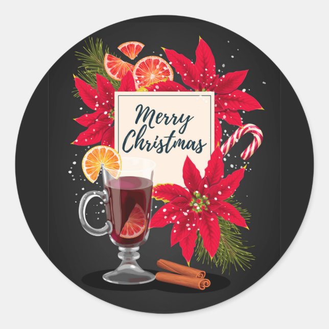 Merry Christmas Mulled Wine Sticker (Front)