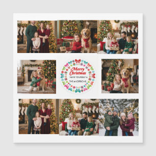 Merry Christmas Multi Photo Family Magnetic Card
