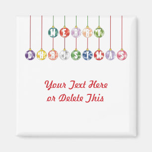 Merry Christmas Multicolored Glass Ball Ornaments Magnet