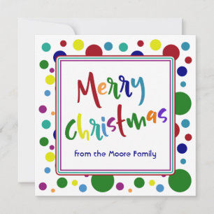 Merry Christmas Multicolored Letters Colourful Holiday Card