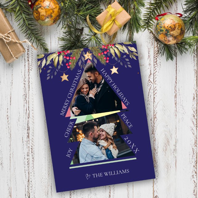 Merry Christmas Multiple Photo Tree Holiday Card (Merry Christmas Multiple Photo Tree Holiday Card)