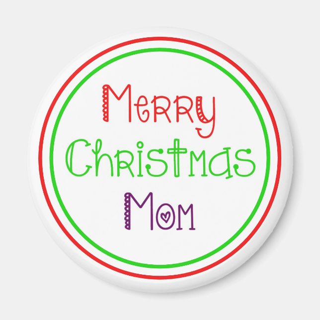Merry Christmas Mum Colourful Gift Magnet (Front)