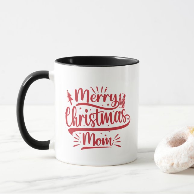 Merry Christmas Mum Family Photo  Mug (With Donut)