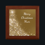 Merry Christmas Mum Gift Box<br><div class="desc">Pretty gold and white sparkly Merry Christmas Mum gift box.</div>