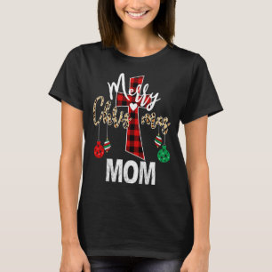 Merry Christmas Mum God Cross Christian Red Plaid T-Shirt