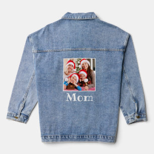 Merry Christmas Mum Name And Photo Blue Denim Jacket