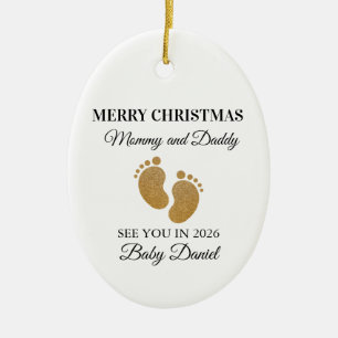 Merry Christmas Mummy and Daddy See You in Ceramic Ornament