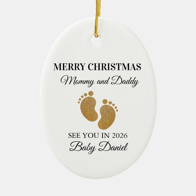 Merry Christmas Mummy and Daddy See You in  Ceramic Ornament (Front)