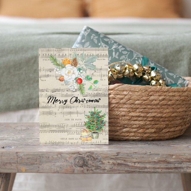 Merry Christmas Music Paper Winter Greeting Season Holiday Card (Creator Uploaded)