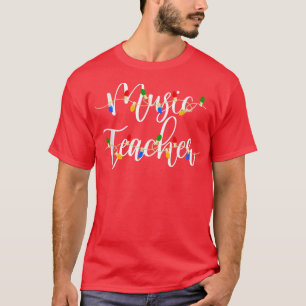 Merry Christmas Music Teacher Christmas Lights Paj T-Shirt