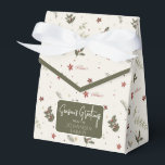 Merry Christmas Muted Holly Foliage Holiday Favour Box<br><div class="desc">Holly,  poinsettias and winter foliage elements in muted holiday colours over a cream-coloured background. "Merry Christmas" header. Please reach out with any comments or for customisation assistance. Always happy to help!</div>