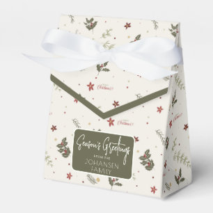 Merry Christmas Muted Holly Foliage Holiday Favour Box