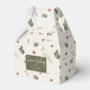 Merry Christmas Muted Holly Foliage Holiday Favour Box