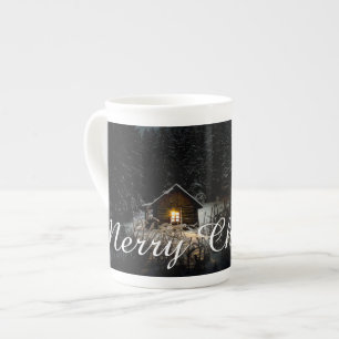 Merry Christmas Mystic Cabin Deep Woods Bone China Mug