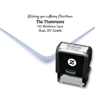 Merry Christmas Name and Address Seasonal Self-inking Stamp