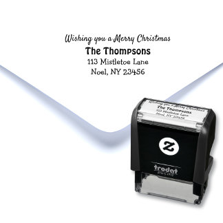 Merry Christmas Name and Address Seasonal Self-inking Stamp
