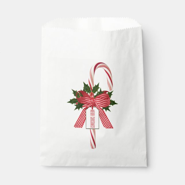Merry Christmas Name Candy Canes Favour Bags (Front)