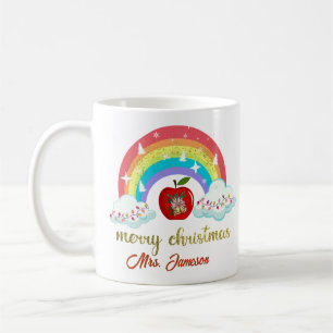 Merry Christmas Name Personalised Teacher Gift Coffee Mug