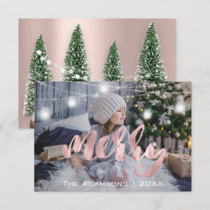 Merry Christmas Name Photo Tree Rose Lights Invitation