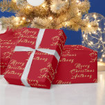 Merry Christmas Name Red Gold Simple Modern Wrapping Paper<br><div class="desc">Personalised,  Merry Christmas,  name,  modern,  elegant,  red and gold,  Christmas,  birthday wrapping paper. Perfect for him.</div>