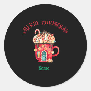 Merry Christmas Name Sweets House Youth Xs Xl  Classic Round Sticker