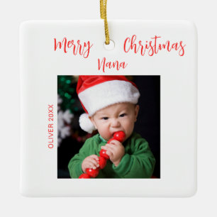 Merry Christmas Nana Baby Photo Ceramic Ornament