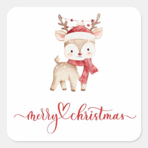 Merry Christmas Napkin Square Sticker