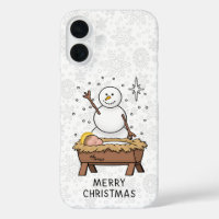 Merry Christmas Nativity Baby Jesus Snowman