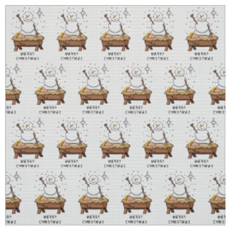 Merry Christmas Nativity Baby Jesus Snowman Fabric