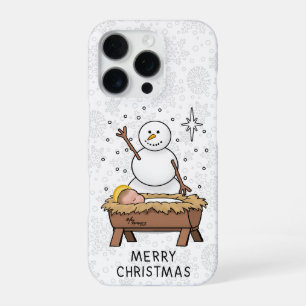 Merry Christmas Nativity Baby Jesus Snowman iPhone 16 Pro Case