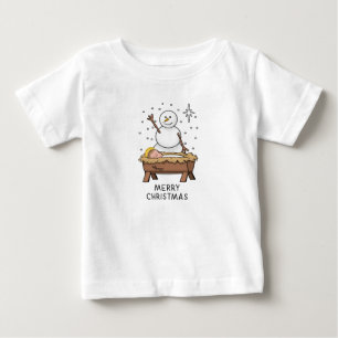 Merry Christmas Nativity Baby Jesus Snowman T-Shirt