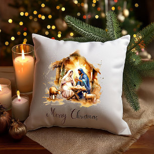 Merry Christmas Nativity Cushion