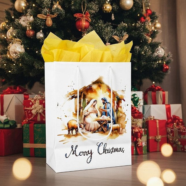 Merry Christmas Nativity Medium Gift Bag (Creator Uploaded)