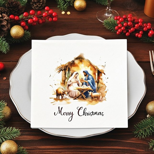 Merry Christmas Nativity Napkin (Creator Uploaded)