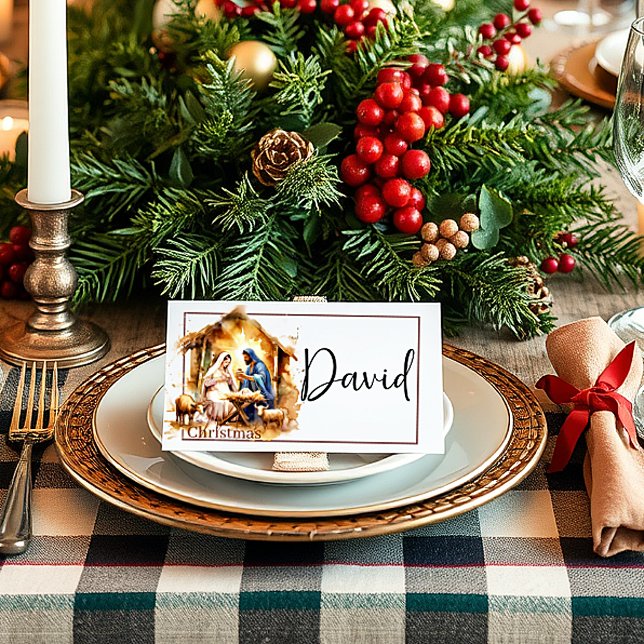 Merry Christmas Nativity Place Card (Creator Uploaded)