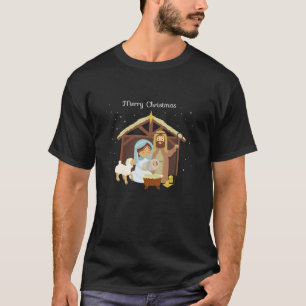 Merry Christmas Nativity Scene Christian Faith Hol T-Shirt