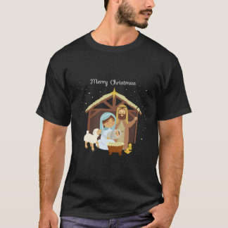 Merry Christmas Nativity Scene Christian Faith Hol T-Shirt