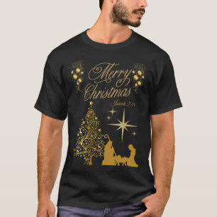 Merry Christmas Nativity Scene Isaiah 714 girl T-Shirt