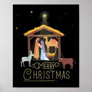 Merry Christmas - Nativity Scene North Star - Baby Poster