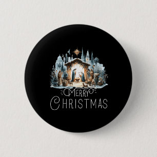 Merry Christmas Nativity Scene North Star By Jesus 6 Cm Round Badge